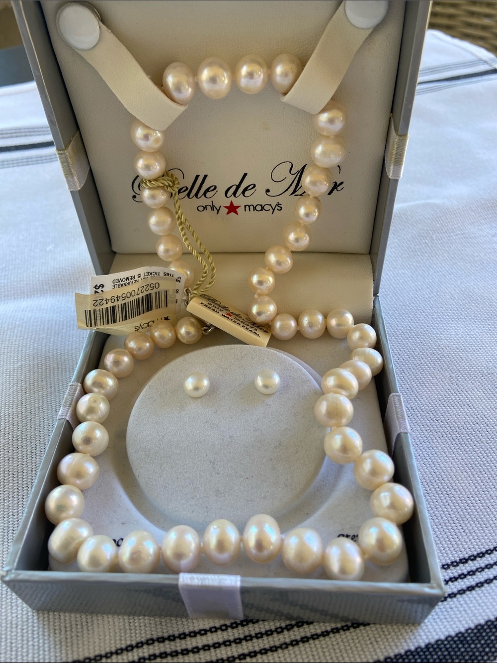 Pearl Necklace and Stud Earrings Set - Cream Pearls